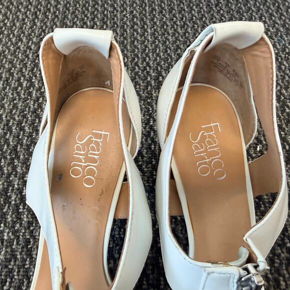 Franco Sarto Womens White Leather Myriad Zip Platform Sandals Block Heel Size 11 - Picture 4 of 10